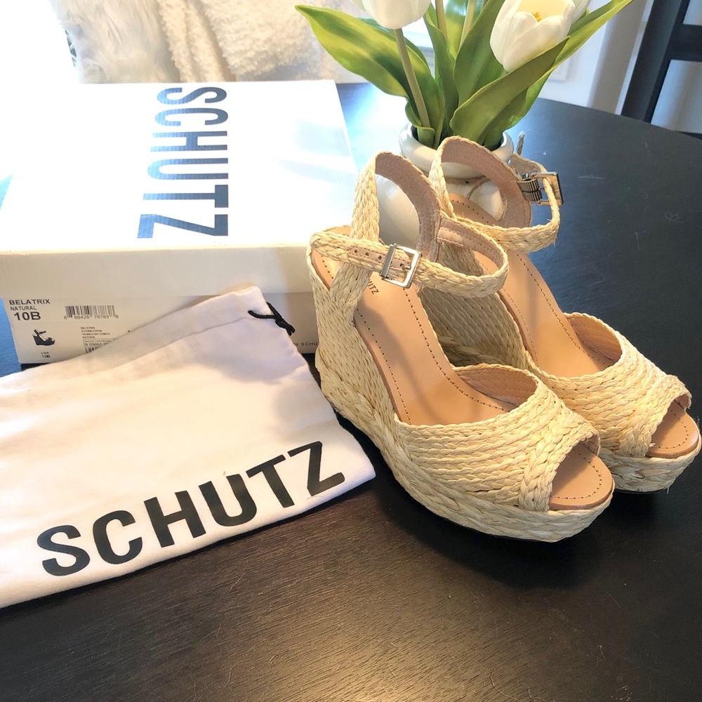 Espadrille Wedge Sandals NIB Schutz - Picture 2 of 12